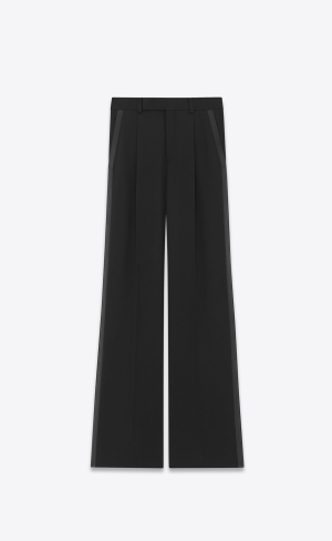 YSL Flared Tuxedo Pants In Grain De Poudre Čierne | 40189-YCOZ