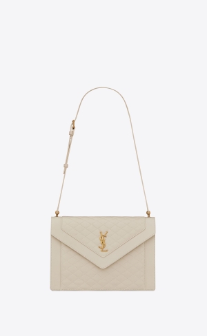 YSL Gaby Satchel In Prešívané Lambskin Blanc Vintage | 92861-JYQG