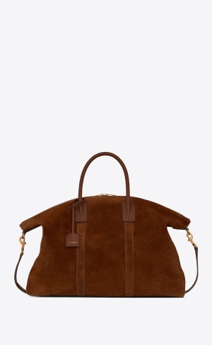 YSL Giant Bowling Bag In Semisove Hnede | 35178-YBMS