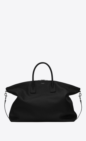 YSL Giant Bowling Bag In Soft Grained Kozene Čierne | 04578-HLRA