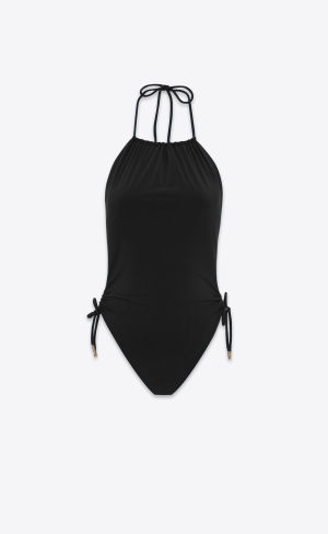 YSL Halterneck Swimsuit Čierne | 49168-BWPD