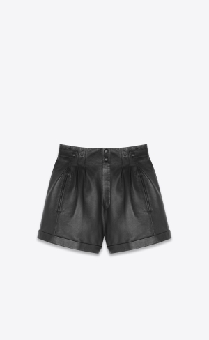 YSL High-waisted Shorts In Lambskin Čierne | 53927-RZBI