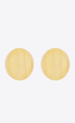 YSL Hollow Disk Earrings In Metal Zlate | 76592-XWJP