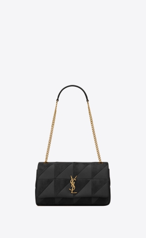 YSL Jamie Medium Chain Bag "Carré Rive Gauche" In Lambskin And Semisove Čierne | 03681-PBNV