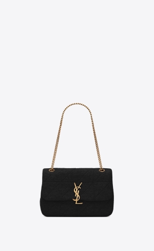 YSL Jamie Medium Chain Bag "Carré Rive Gauche" In Jersey Čierne | 43165-HQVJ