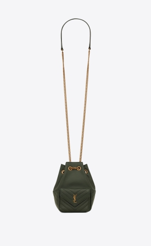 YSL Joe Mini Bucket Bag In Prešívané Lambskin Vert Fonce | 08649-SYMQ