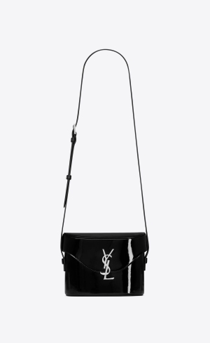 YSL June Box Bag In Lakovane Kozene Čierne | 27136-FCIU