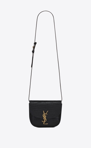 YSL Kaia Small Satchel In Shiny Crocodile-embossed Kozene Noir | 87153-UOER