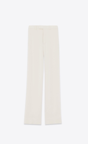 YSL Large Pants In Crepe Satin Craie | 59841-ESGI