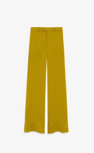 YSL Large Pants In Crepe Satin Vert Mousse | 26759-YTQX