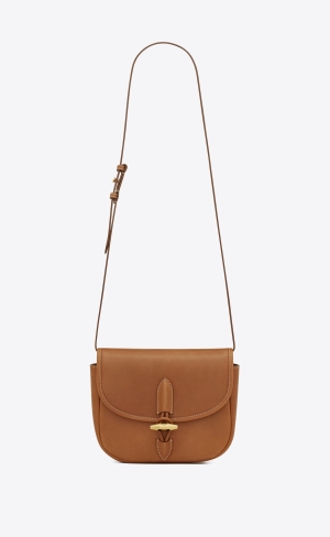 YSL Le Caban Satchel In Vegetable-tanned Kozene Tmavo Červené | 71869-WBZU