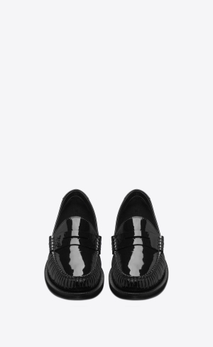 YSL Le Loafer Penny Slippers In Lakovane Kozene Čierne | 46108-ZQLM