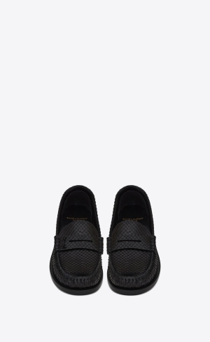 YSL Le Loafer Penny Slippers In Python Noir | 36215-WXAC