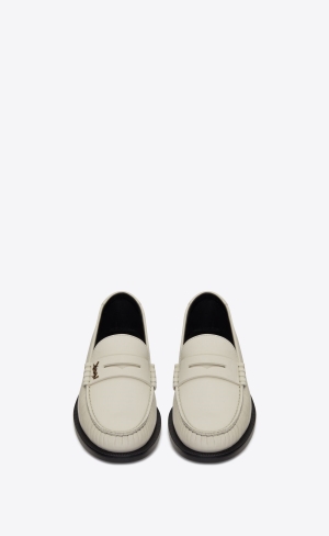 YSL Le Loafer Penny Slippers In Smooth Kozene Pearl | 61954-CHUI