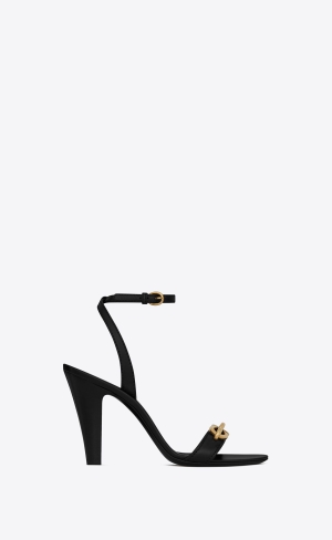 YSL Le Maillon Sandals In Smooth Kozene Čierne | 85014-KTRX