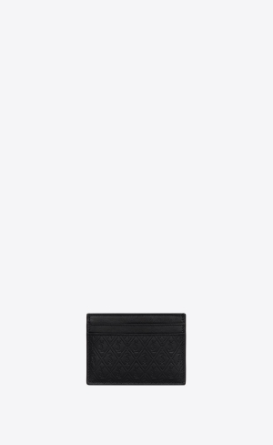 YSL Le Monogramme Card Holder In Embossed Smooth Kozene Čierne | 01382-XBUQ