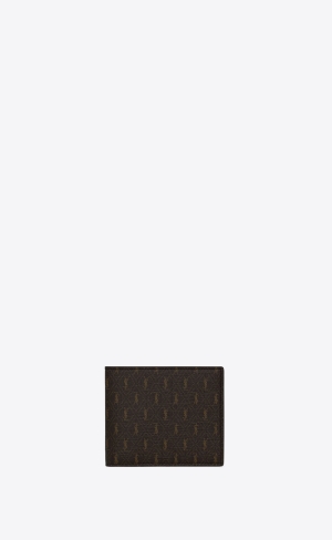 YSL Le Monogramme East/West Wallet In Cassandre Platene And Smooth Kozene Hnede | 82974-YHEZ