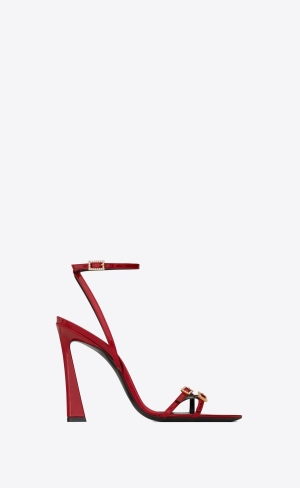 YSL Lila Sandals In Lakovane Kozene Tmavo Červené | 32761-WRHB