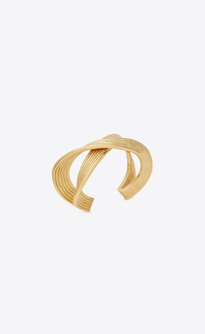 YSL Link Cuff In Metal Zlate | 60142-RVID