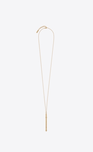 YSL Long Cocktail Stirrer Necklace In Metal Zlate | 62954-GWRU