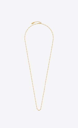 YSL Long Parallel Figaro Chain Necklace In Metal Zlate | 97162-BYES