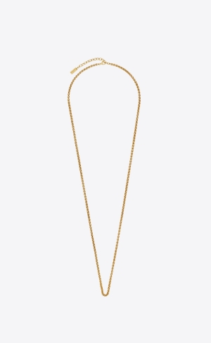 YSL Long Wheat Chain Necklace In Metal Zlate | 96730-LPWH