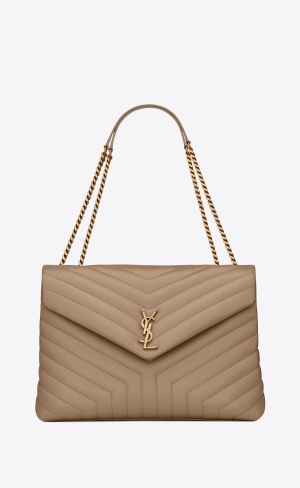 YSL Loulou Large Chain Bag In Prešívané "Y" Kozene Hnede | 40265-WSMZ