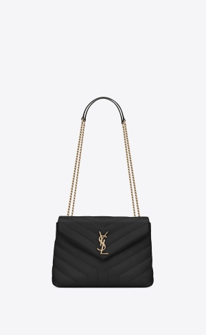 YSL Loulou Small Chain Bag In Prešívané "Y" Kozene Noir | 93742-IUPH