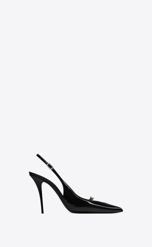 YSL Luna Slingback Pumps In Lakovane Kozene Čierne | 05841-TYXP