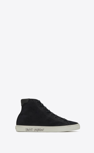 YSL Malibu Stredne-top Sneakers In Platene And Kozene Čierne | 73598-OQBT