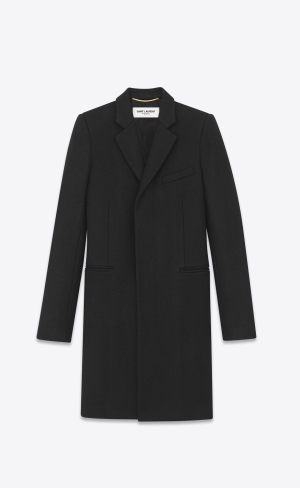 YSL Masculine Vlna Coat Čierne | 89625-BHOF