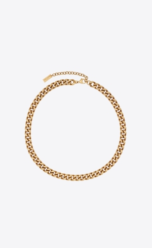 YSL Medium Curb Chain Necklace In Metal Zlate | 48015-AOSZ