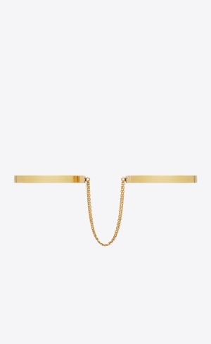 YSL Medium Double Handcuff Bracelets In Metal Zlate | 70149-EWNX