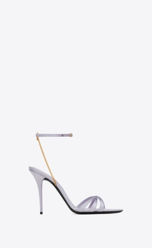 YSL Melody Sandals In Crepe Satin Soft Lila | 05132-NWYO