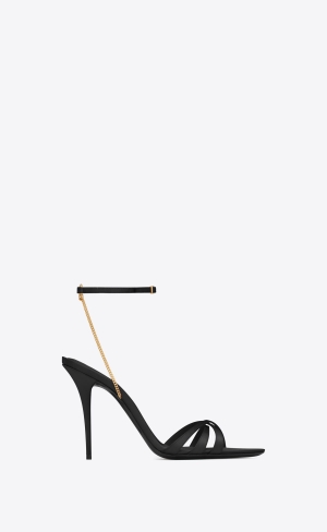 YSL Melody Sandals In Crepe Satin Čierne | 91835-MKHY