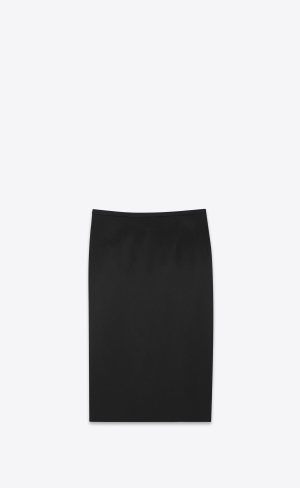 YSL Midi Skirt In Crepe Satin Čierne | 64372-RTFG