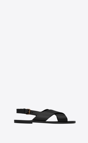 YSL Mojave Sandals In Smooth Kozene Čierne | 75321-QEAW