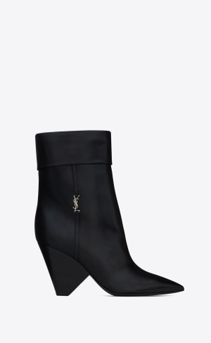 YSL Niki Booties In Smooth Kozene Čierne | 56098-VZAK