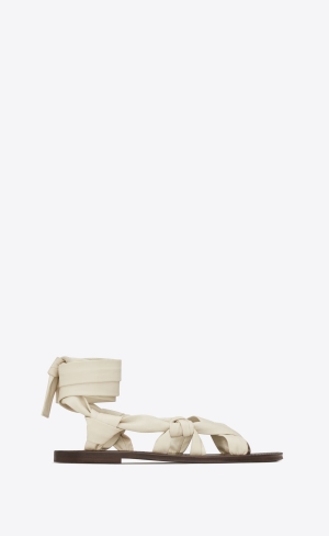 YSL Nolan Sandals In Smooth Kozene Pearl | 34785-TNQP