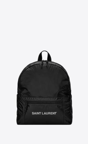 YSL Nuxx Backpack In Nylon Strieborne Čierne | 24738-IFBD