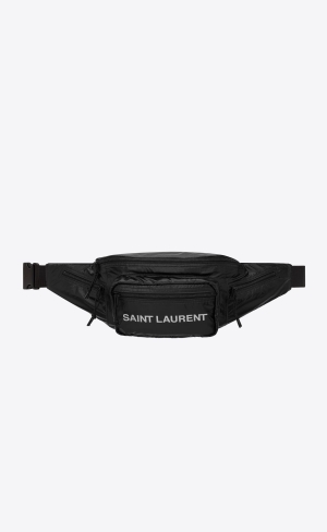 YSL Nuxx Crossbody Bag In Nylon Čierne Platina | 15894-WBCP