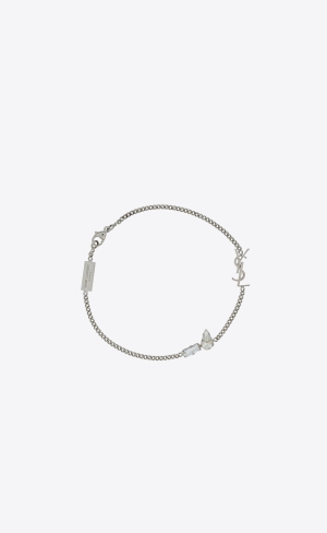 YSL Opyum Charm Bracelet In Metal And Rhinestone Strieborne | 28035-EIHU