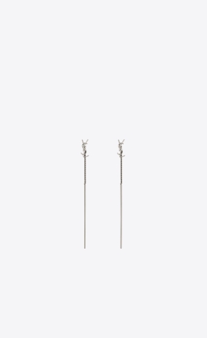 YSL Opyum Threader Earrings In Metal Mirror | 35108-BFTD