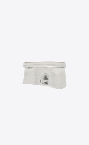 YSL Organic Wave Cuff Bracelet In Metal Strieborne | 57960-KDCR