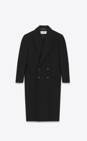 YSL Oversize Coat In Cashmere Čierne | 08326-HOYM