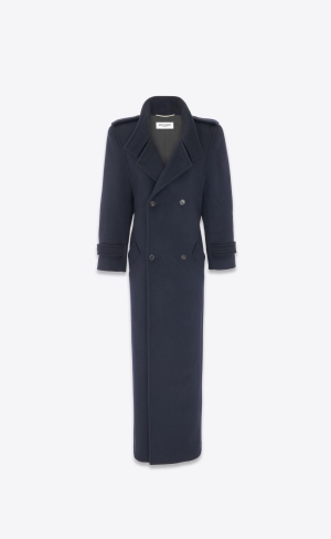 YSL Oversized Coat In Vlna Modre | 76159-HGBJ