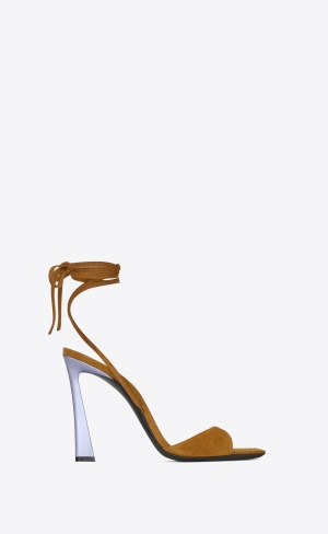 YSL Paz Sandals In Semisove And Metallized Kozene Land And Lila | 24109-BXWT