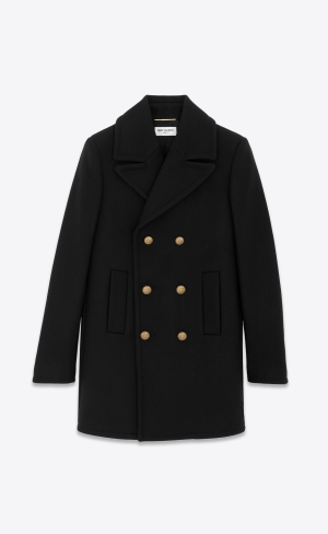 YSL Peacoat In Vlna Čierne | 08452-IDEO