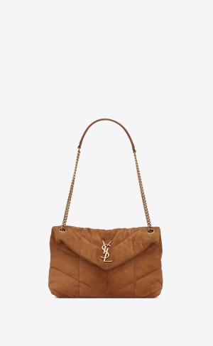 YSL Puffer Small Chain Bag In Prešívané Semisove Cinnamon | 02974-BFNH