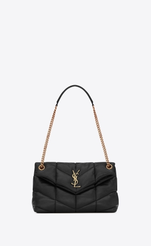 YSL Puffer Small Chain Bag In Prešívané Lambskin Čierne | 40983-VCWZ